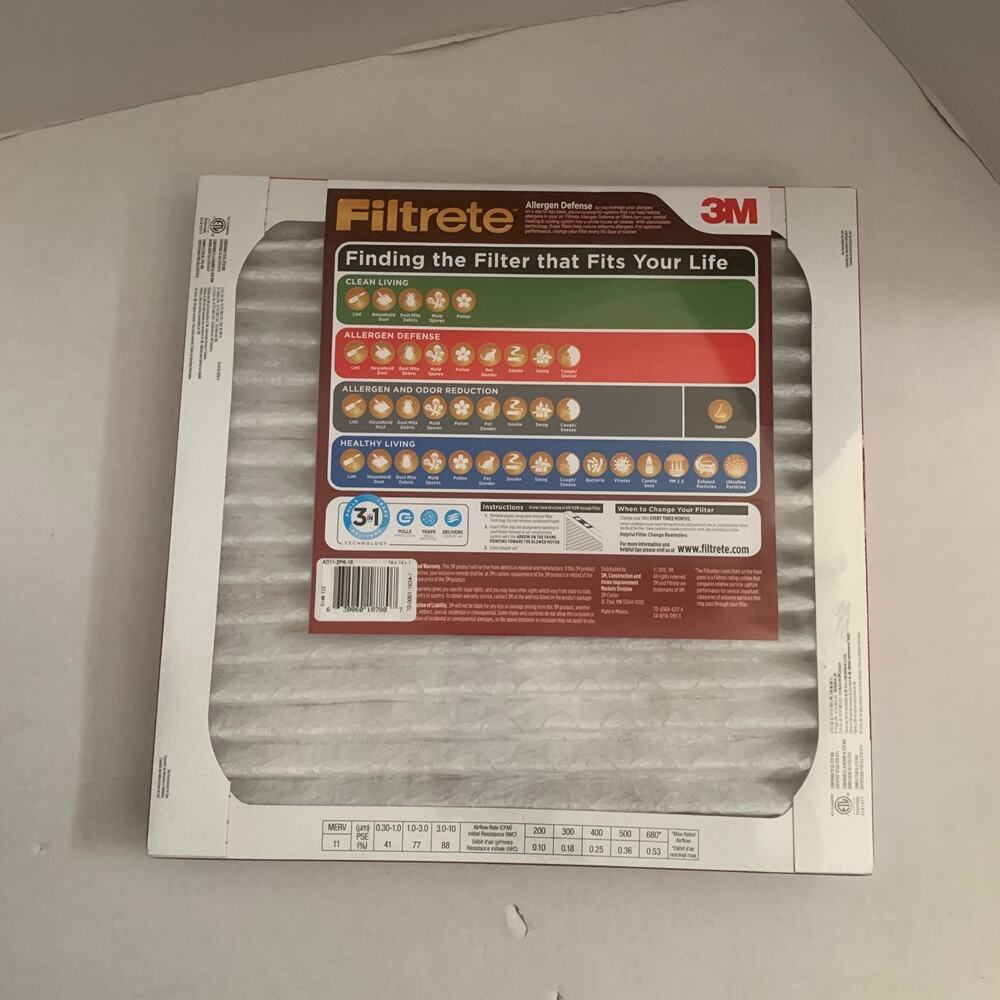Filtrete 3M 14x14x1 Micro Allergen Defense MPR 1000 Filter (2 in Pack) BRAND NEW